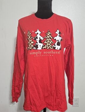 Simply Southern Red Long-Sleeve Tee with Print Tree Motif